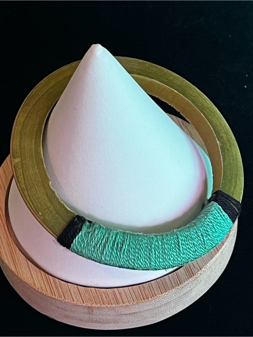 Handcrafted Teal Green Wrapped Green Bamboo Bangle